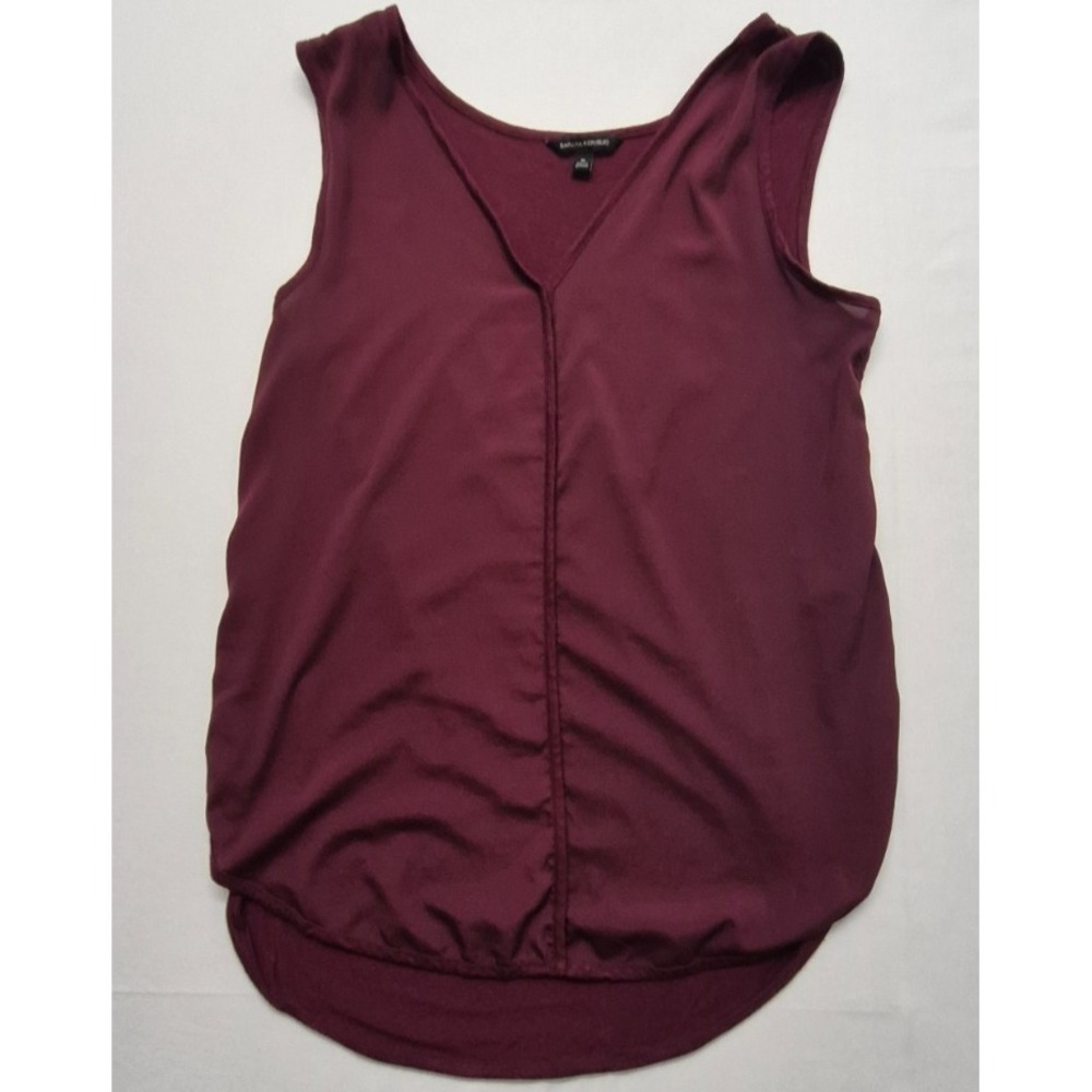 Banana Republic Women's Sleeveless Blouse Med maroon vertical seam chiffon-like